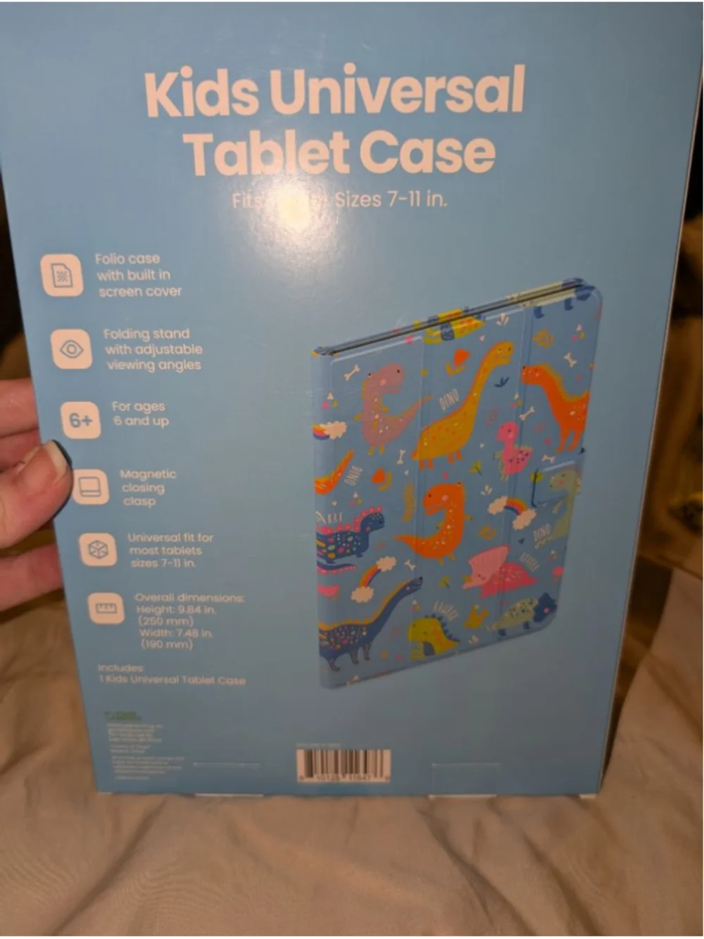 Kids Universal Tablet Case Blue Orange Dinosaur Print One Size